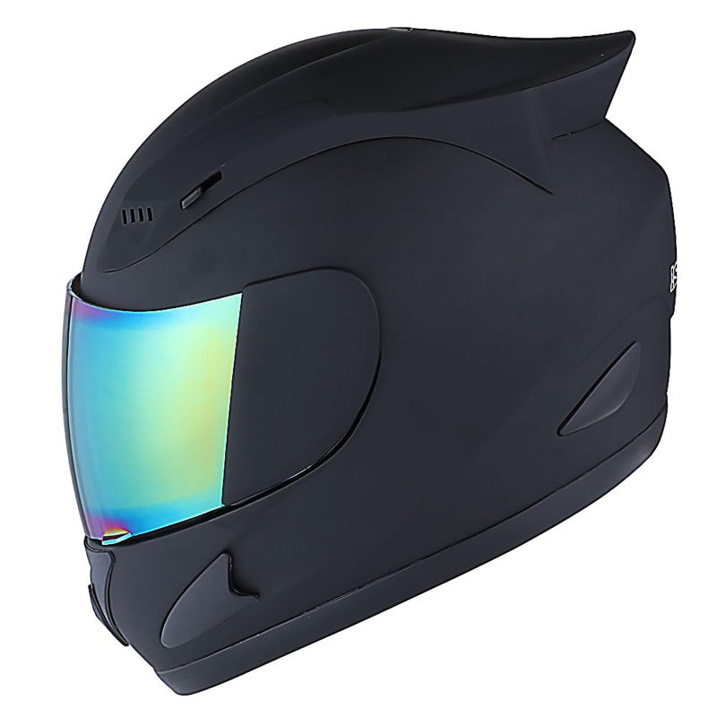 1Storm Motorcycle Bike Full FACE Helmet Mechanic MATT Black - Image 1